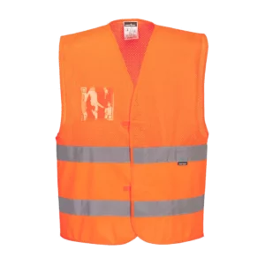 Hi-Vis Half Mesh Two Band Vest, customisable – Portwest