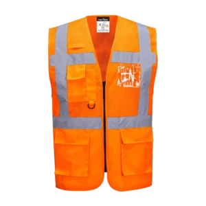 Madrid Hi-Vis Half Mesh Executive Vest, customisable – Portwest