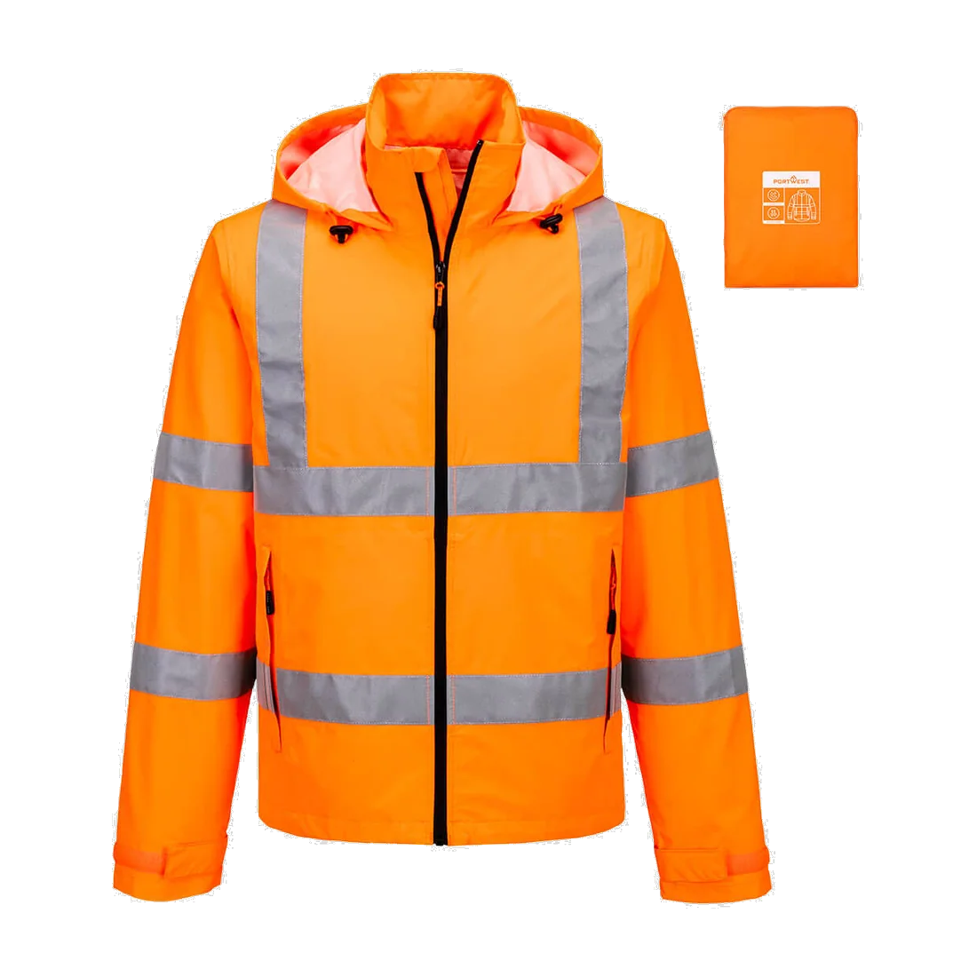 Hi-Vis Lightweight Packable Jacket, customisable – Portwest