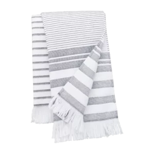 Fouta rayée avec franges personnalisable Kariban