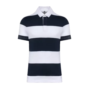 Unisex short-sleeved striped polo shirt, customisable – Kariban