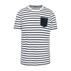 Striped short-sleeved sailor t-shirt with pocket, customisable – Kariban