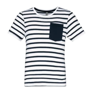 Kids' striped short-sleeved sailor t-shirt with pocket, customisable – Kariban