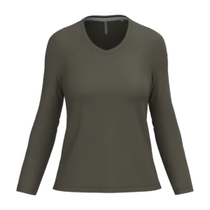 Ladies' long-sleeved V-neck T-shirt, customisable – Kariban