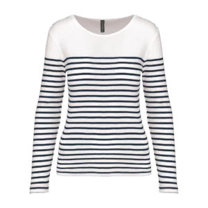 Ladies' long-sleeved Breton stripe top, customisable – Kariban