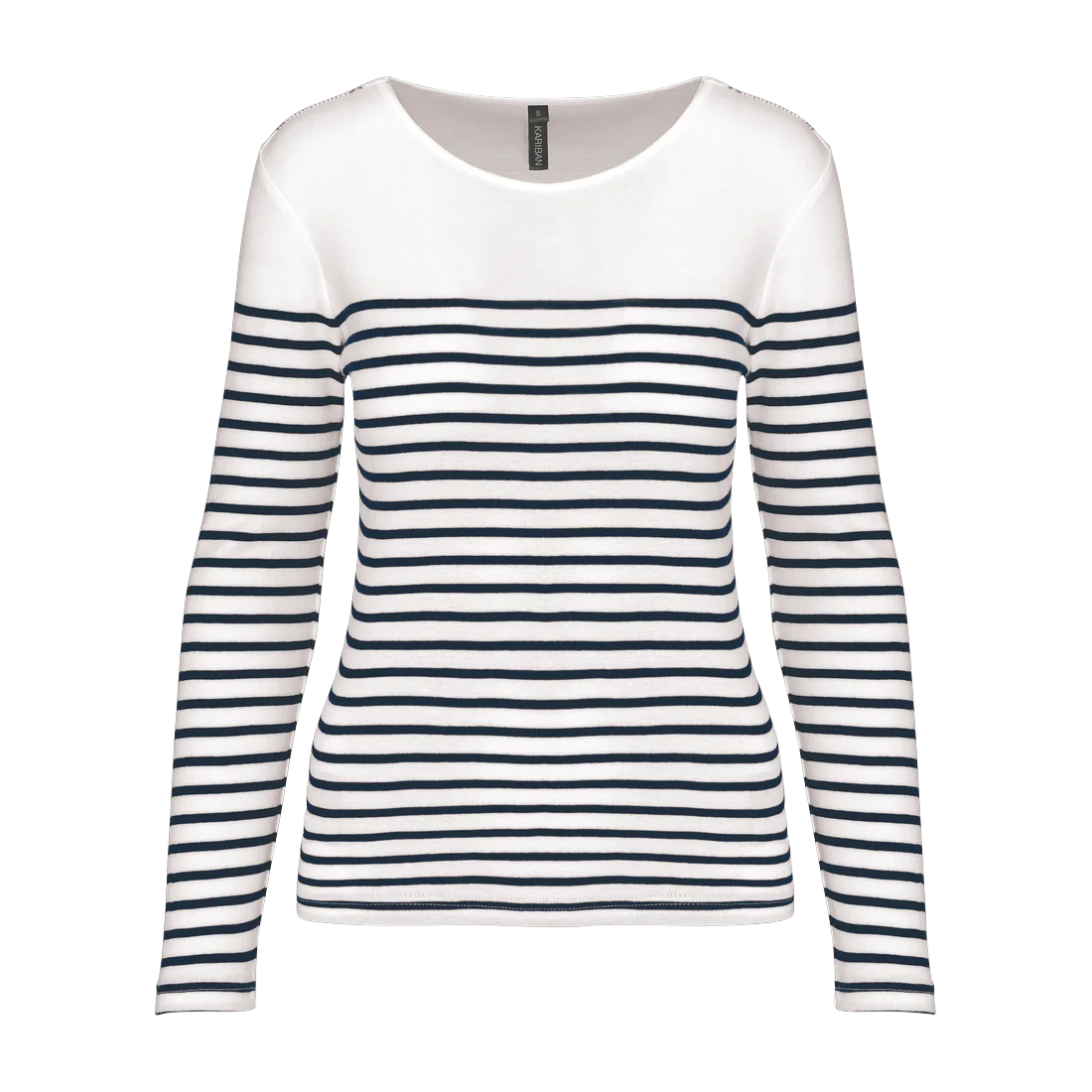 Ladies' long-sleeved Breton stripe top, customisable – Kariban