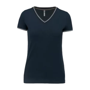 Ladies’ piqué knit V-neck T-shirt, customisable – Kariban