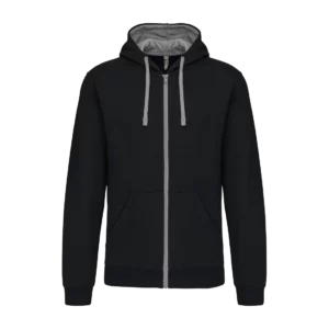 Men's contrast hooded full zip sweatshirt, customisable – Kariban