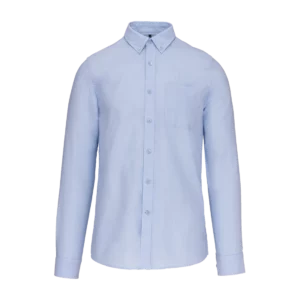 Men's long-sleeved washed Oxford cotton shirt, customisable – Kariban
