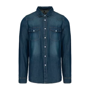 Men's long-sleeved denim shirt, customisable – Kariban