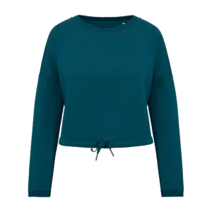 Eco-friendly ladies’ oversize cropped round neck sweatshirt, customisable – Native Spirit
