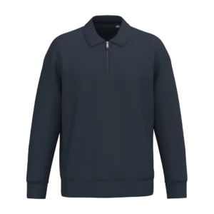 Sweat-shirt écoresponsable quart zip col polo à épaules tombantes unisexe personnalisable Native Spirit